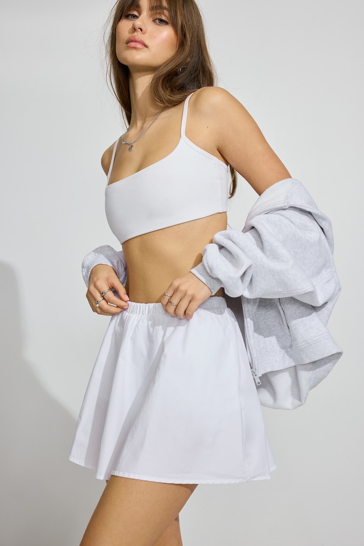 Peyton Poplin Skort White
